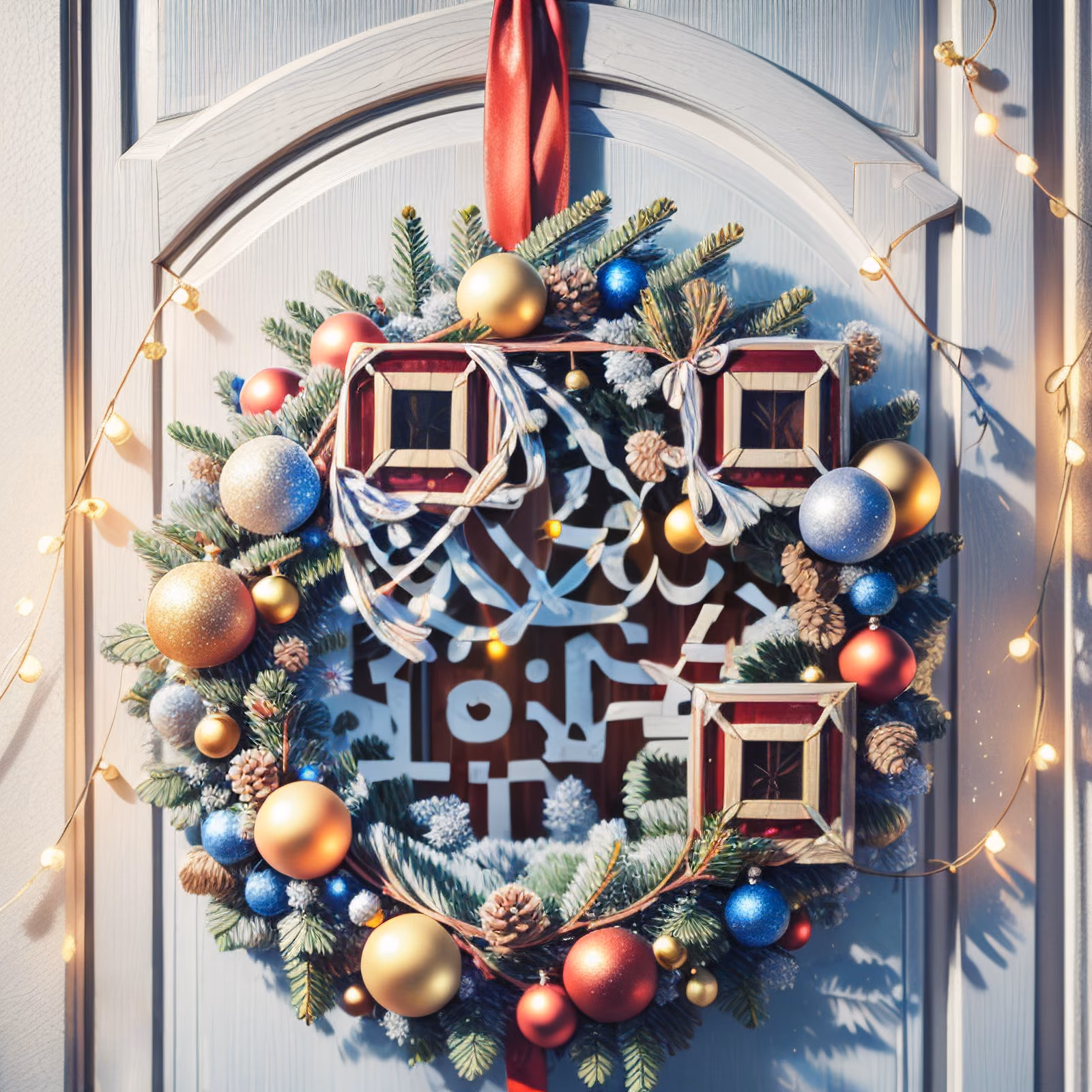 Christmas Wreath Digital Painting Wreaths QR Code for Greeting Cards — image 1
