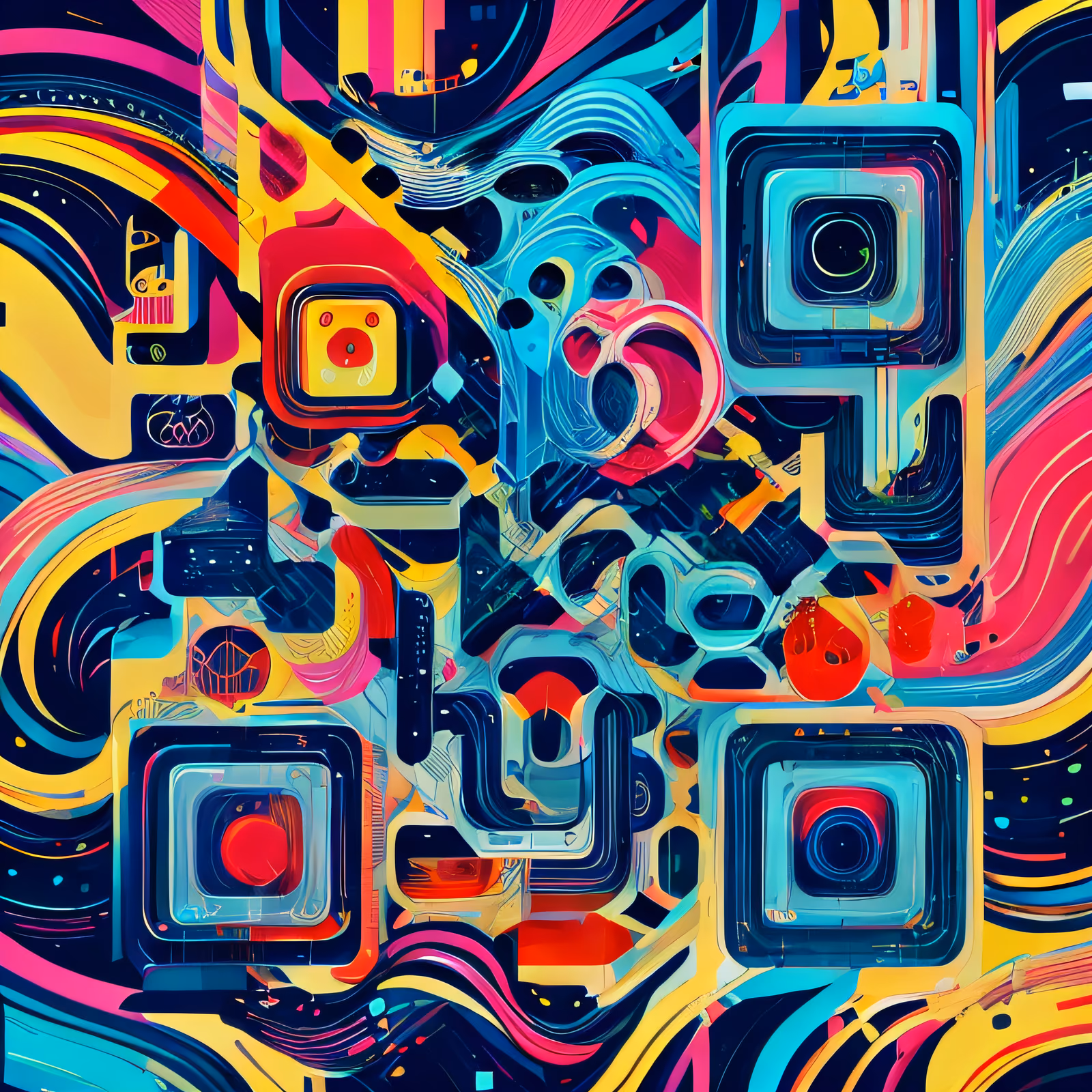 Colorful Geometric Abstract QR Code for Posters — image 1