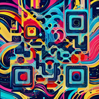 Colorful Geometric Abstract QR Code for Posters