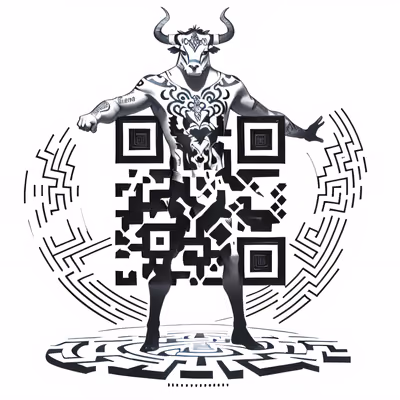 Минотавр в лабиринте, стиль тату: QR-код для временных тату — изображение 1