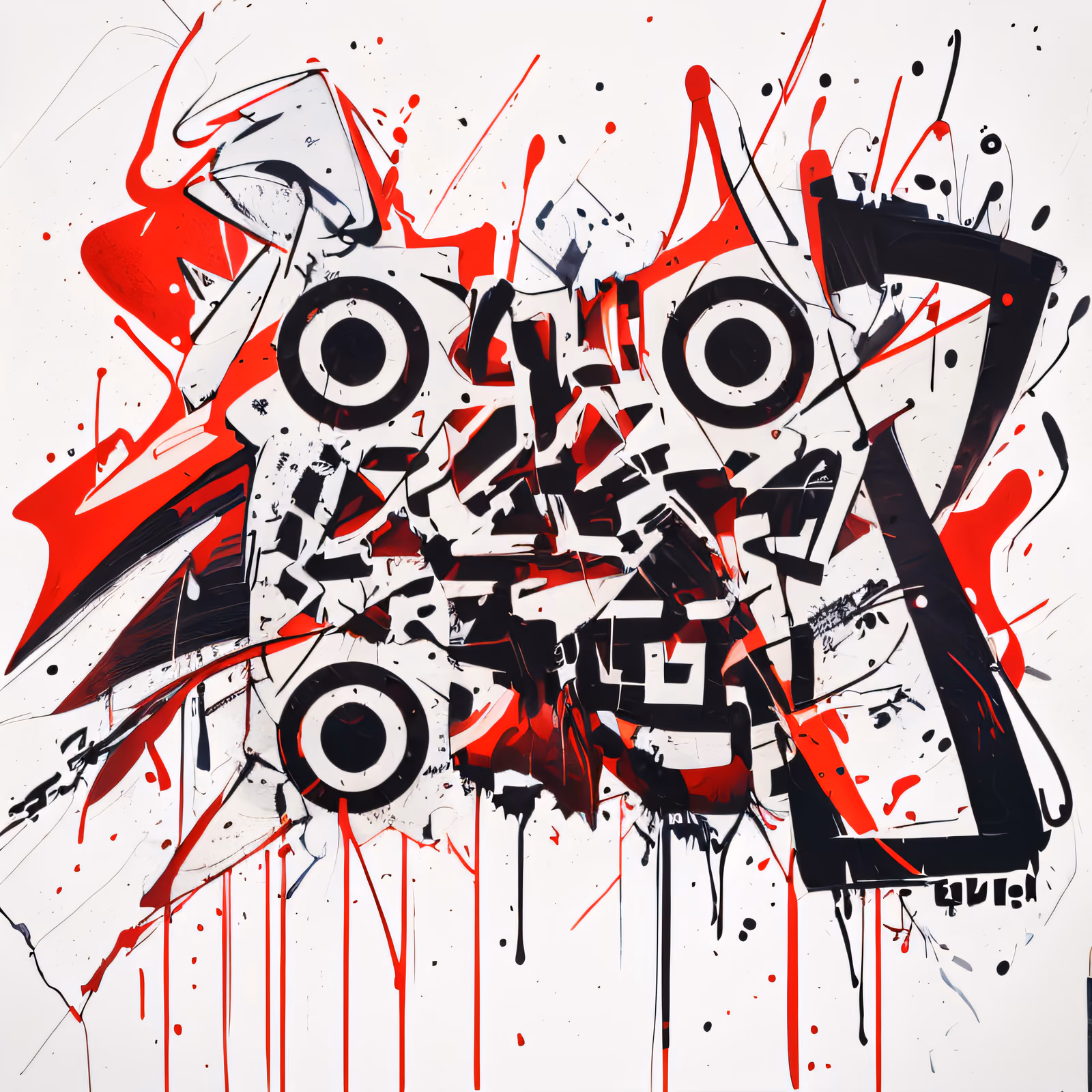 Red Black Graffiti Splatter QR Code for Posters — image 1