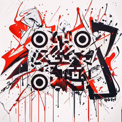 Red Black Graffiti Splatter QR Code for Posters — image 1