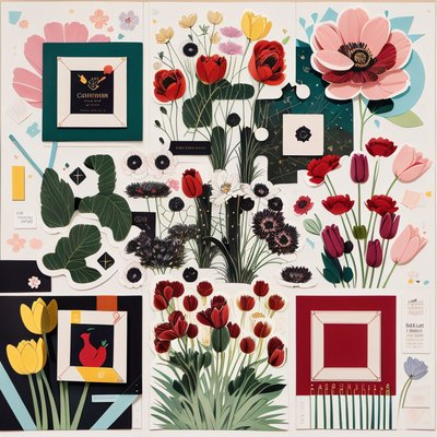 Paper Cut Flower Collage QR Code Art