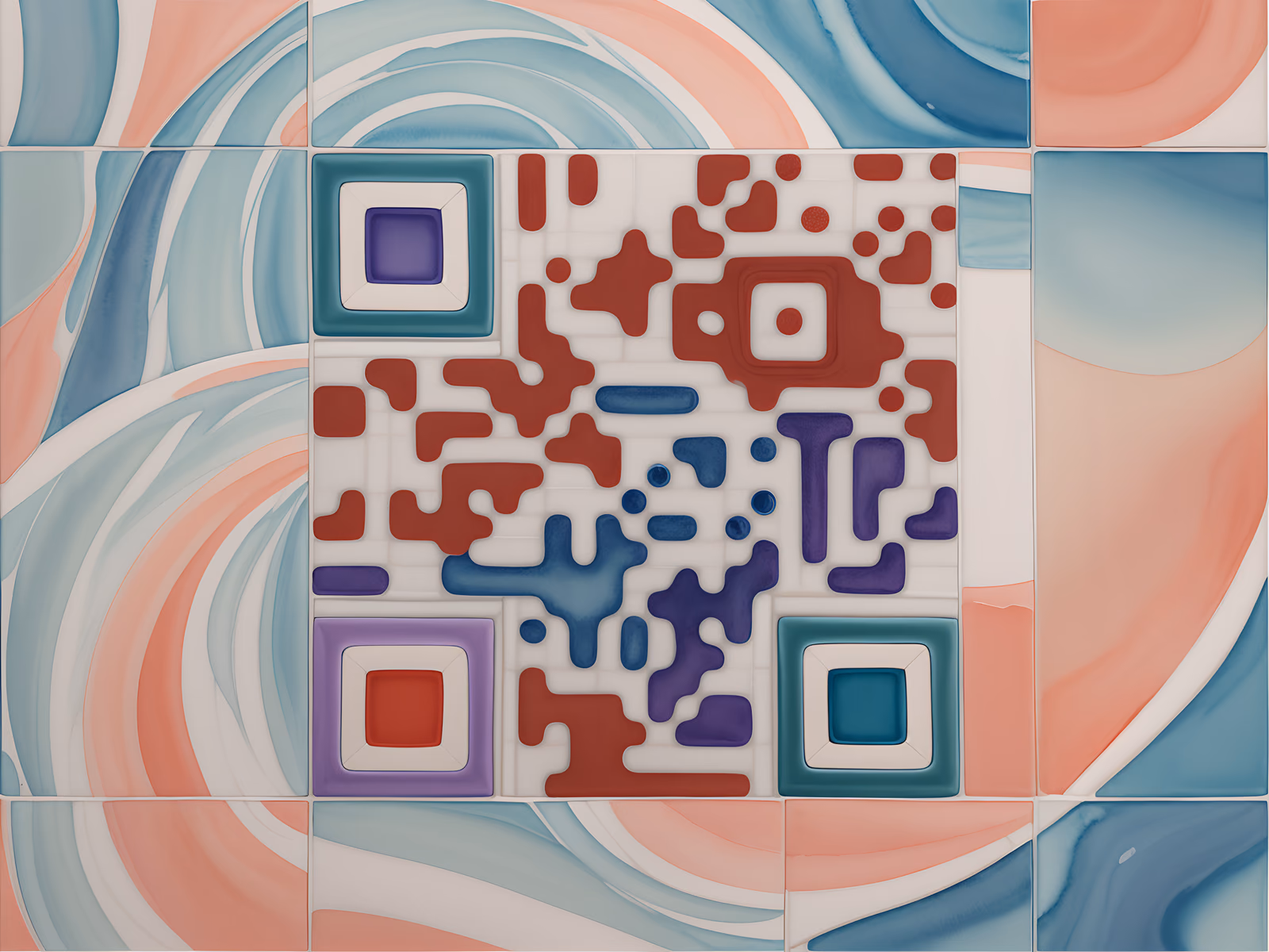 Pastel Swirl Ceramic Tile QR Code Art — image 1
