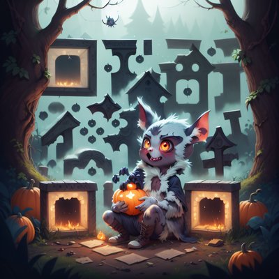 Baby Vampire Bat Halloween Cartoon QR Code for Posters