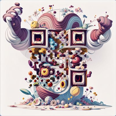 Surreal Floral Totem Figure 3D QR Code for Posters