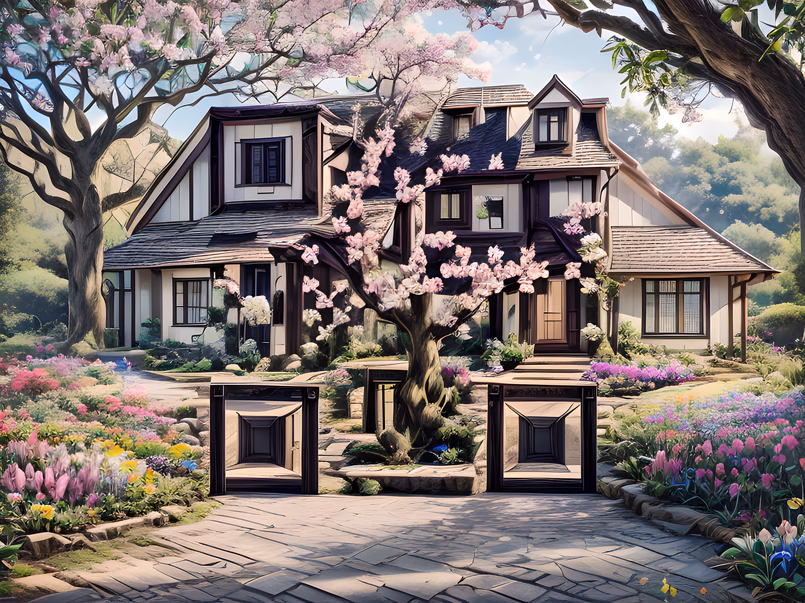 Magnolia Cottage Garden Painting QR Code Art — image 1