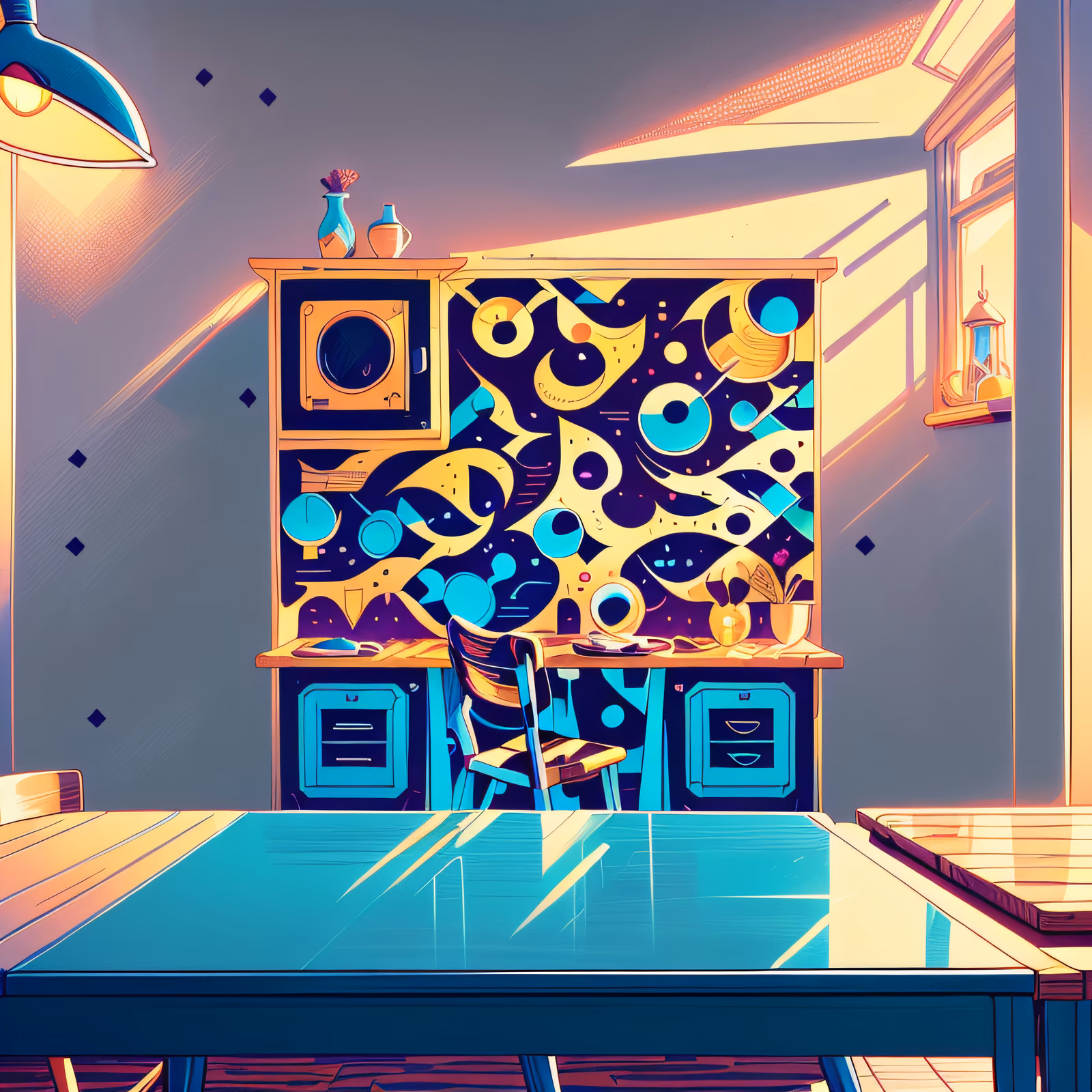Sunlit Room Interior Illustration QR Code Art — image 1