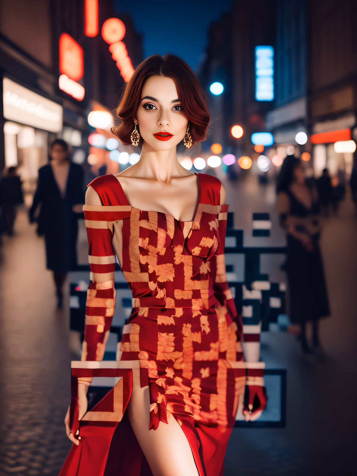 Red Dress Night Portrait QR Code for Posters — image 1