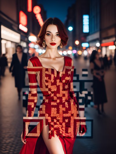 Red Dress Night Portrait QR Code for Posters