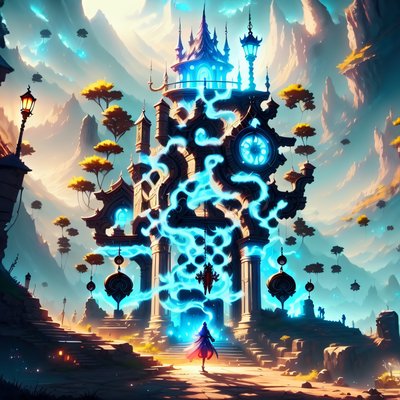 Glowing Fantasy Tower RPG QR Code for Posters