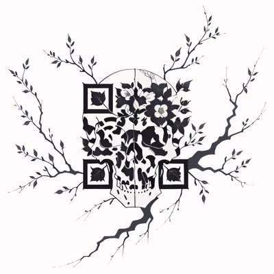 Skull With Branches Tattoo QR Code for Temporary Tattoos — image 1
