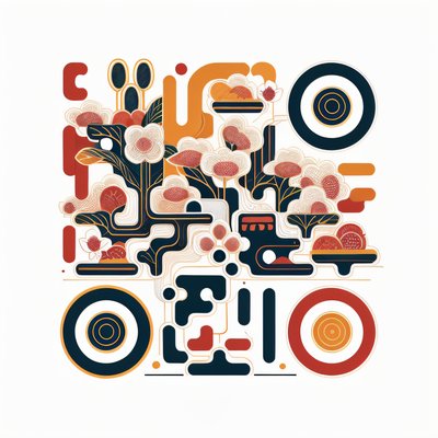 Spring Blossoms Vector QR Code for Posters