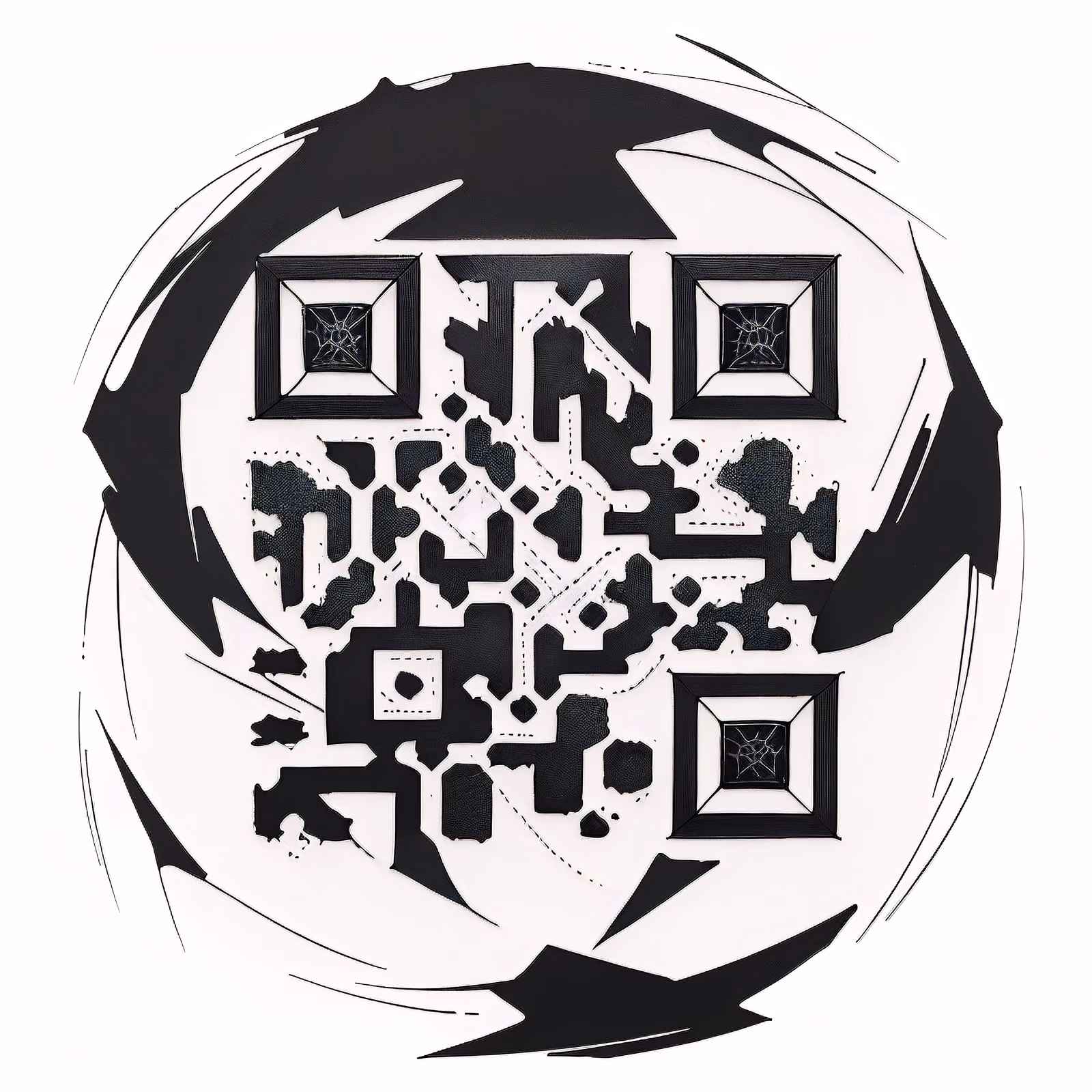 Круглая татуировка тушью кистью: QR-код для временных тату — изображение 1