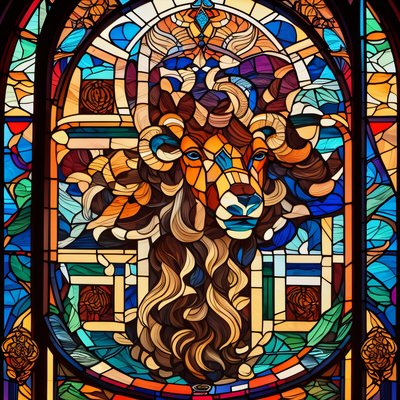 Ram Stained Glass Window QR Code Art