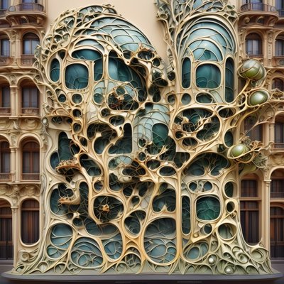 Golden Tree Facade Art Nouveau QR Code Art