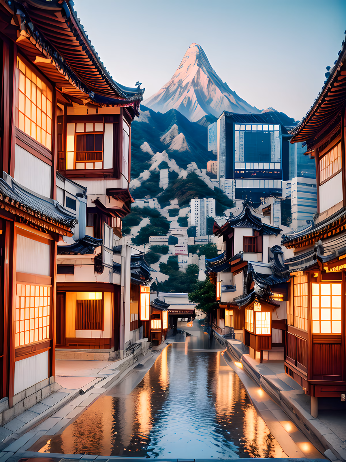 Traditional Seoul Street Photorealistic QR Code for Posters — image 1