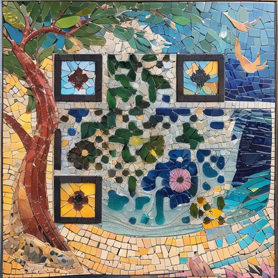 Garden Tree Tile Mosaic QR Code Art
