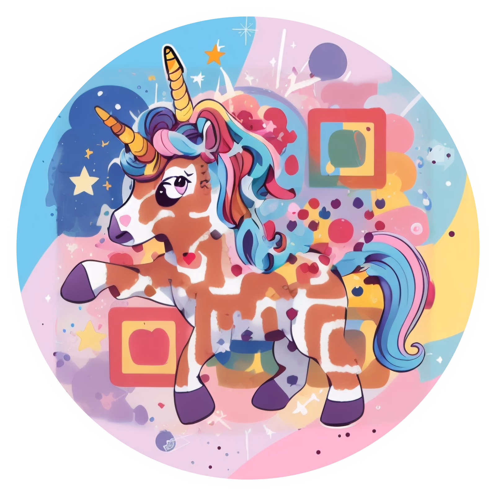 Kawaii Unicorn Vector QR Code for Stickers — image 1