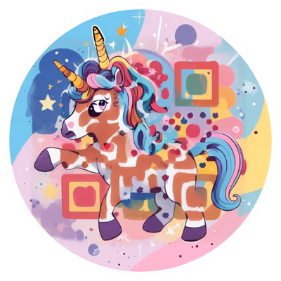 Kawaii Unicorn Vector QR Code for Stickers — image 1