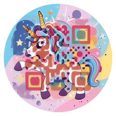 Kawaii Unicorn Vector QR Code for Stickers
