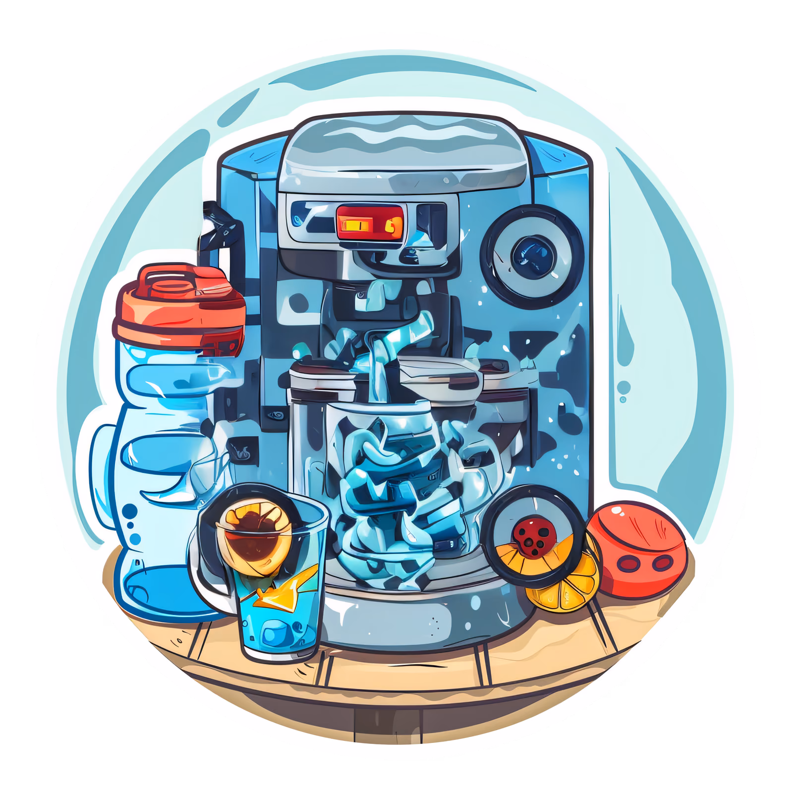 Water Cooler Vector Cartoon QR Code for Stickers — image 1