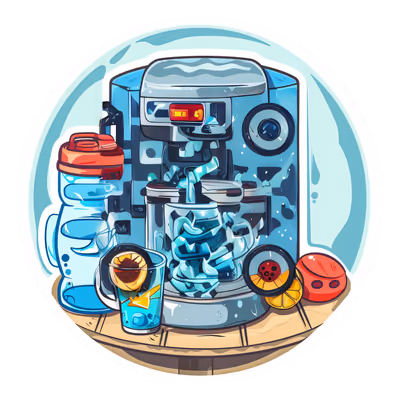 Water Cooler Vector Cartoon QR Code for Stickers — image 1