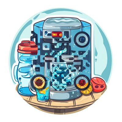 Water Cooler Vector Cartoon QR Code for Stickers