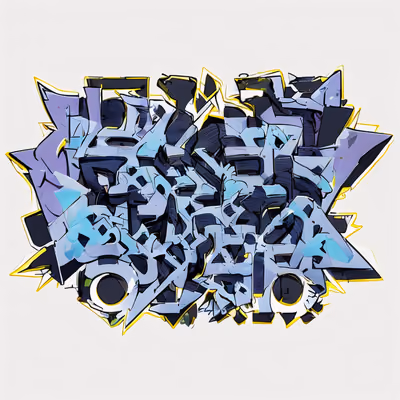 Blue Wildstyle Graffiti Lettering QR Code for Stickers — image 1