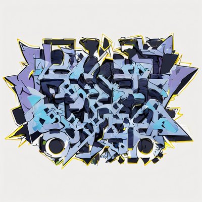 Blue Wildstyle Graffiti Lettering QR Code for Stickers