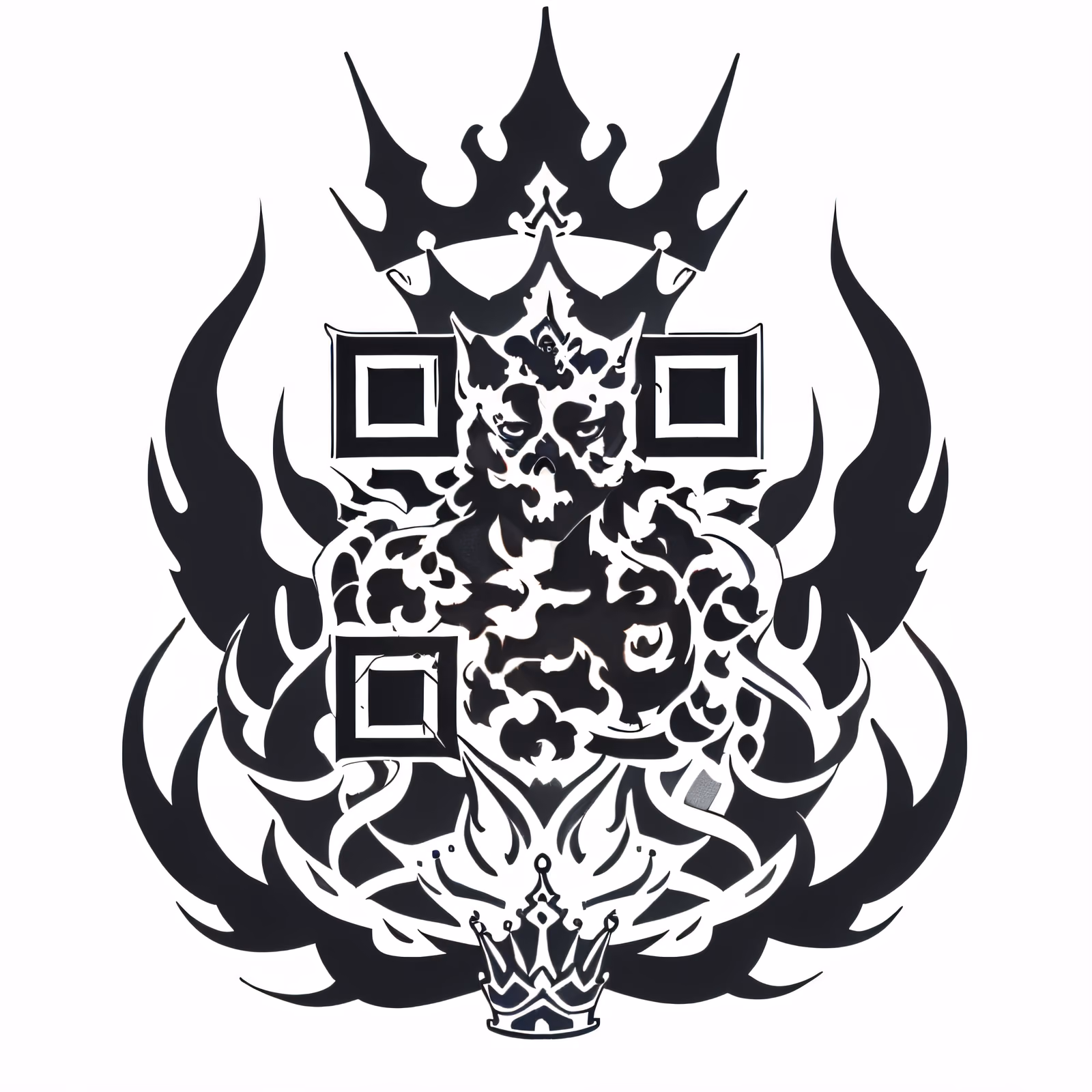 Череп в горящей короне: QR-код для временных татуировок — изображение 1