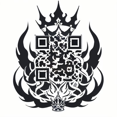 Flaming Crown Skull Tattoo QR Code for Temporary Tattoos