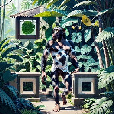 Chimpanzee Rainforest Digital Painting QR Code Art