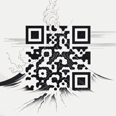 Erupting Volcano Ink Tattoo QR Code for Temporary Tattoos
