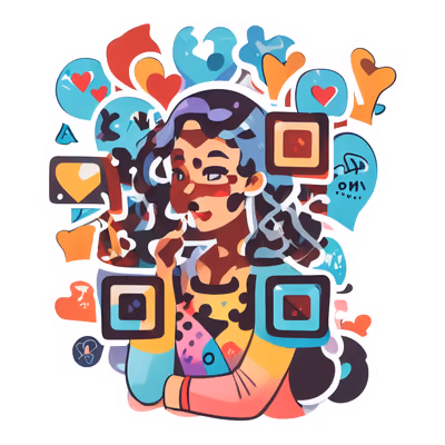 Woman With Hearts Vector Sticker QR Code for Stickers — image 1