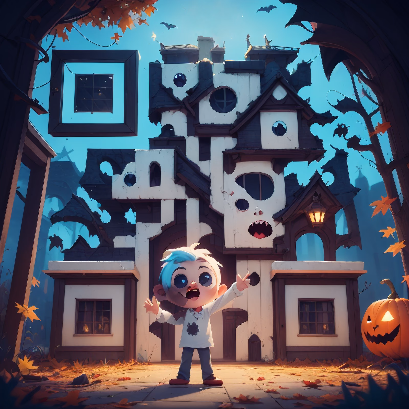 Haunted Tower Child Halloween 3D QR Code for Posters — image 1