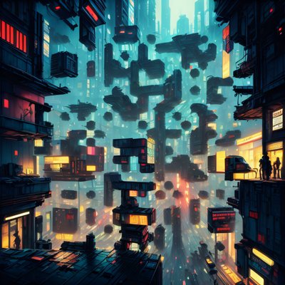 Neon Cyberpunk Night City QR Code for Posters