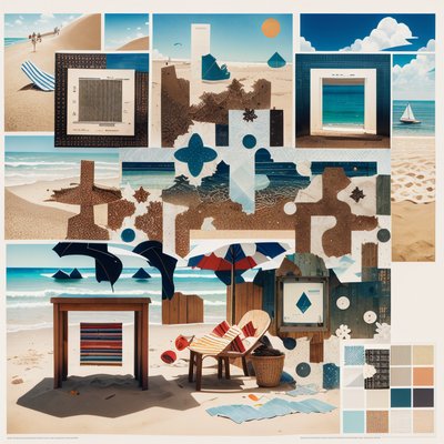 Seaside Summer Beach Collage QR Code Art