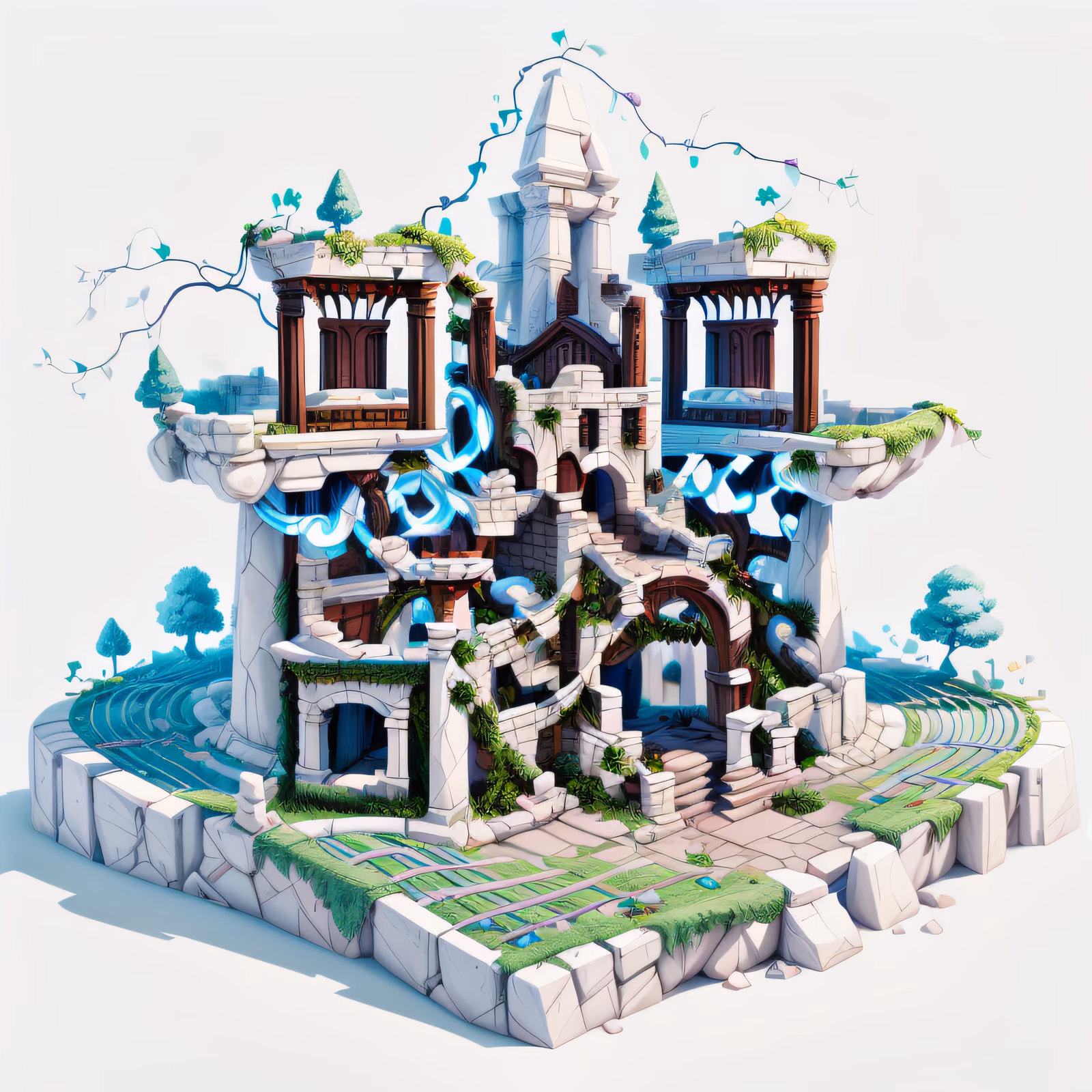 Glowing Stone Ruins Isometric 3D QR Code Art — image 1
