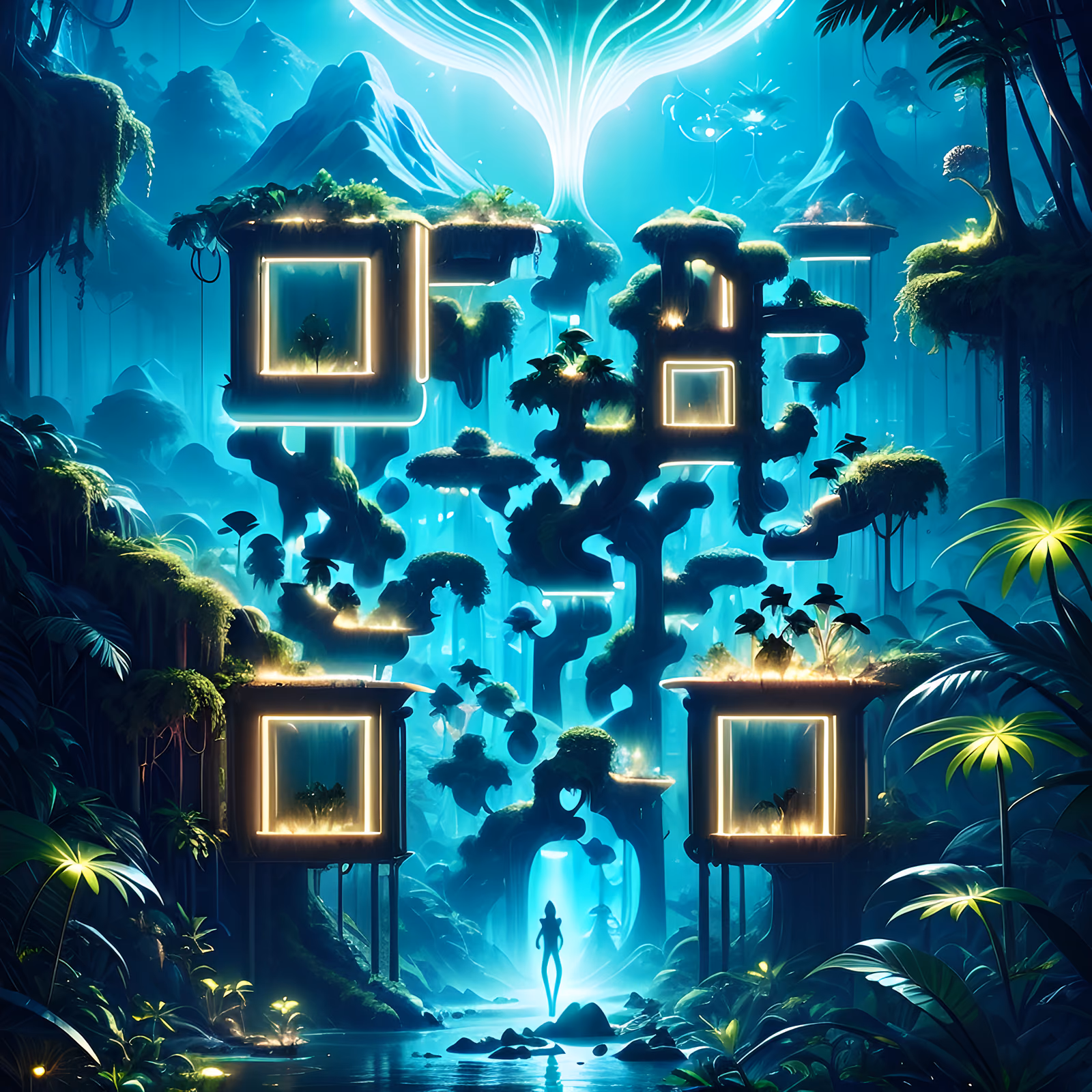 Bioluminescent Alien Jungle Cinematic QR Code for Posters — image 1