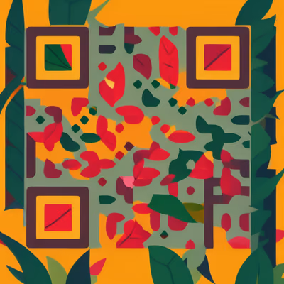 Красные и зелёные листья: векторный QR-код для упаковки — изображение 1