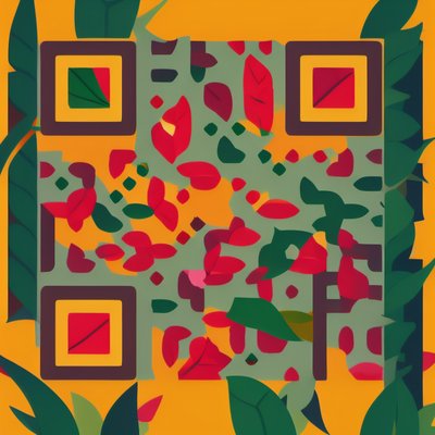 Красные и зелёные листья: векторный QR-код для упаковки