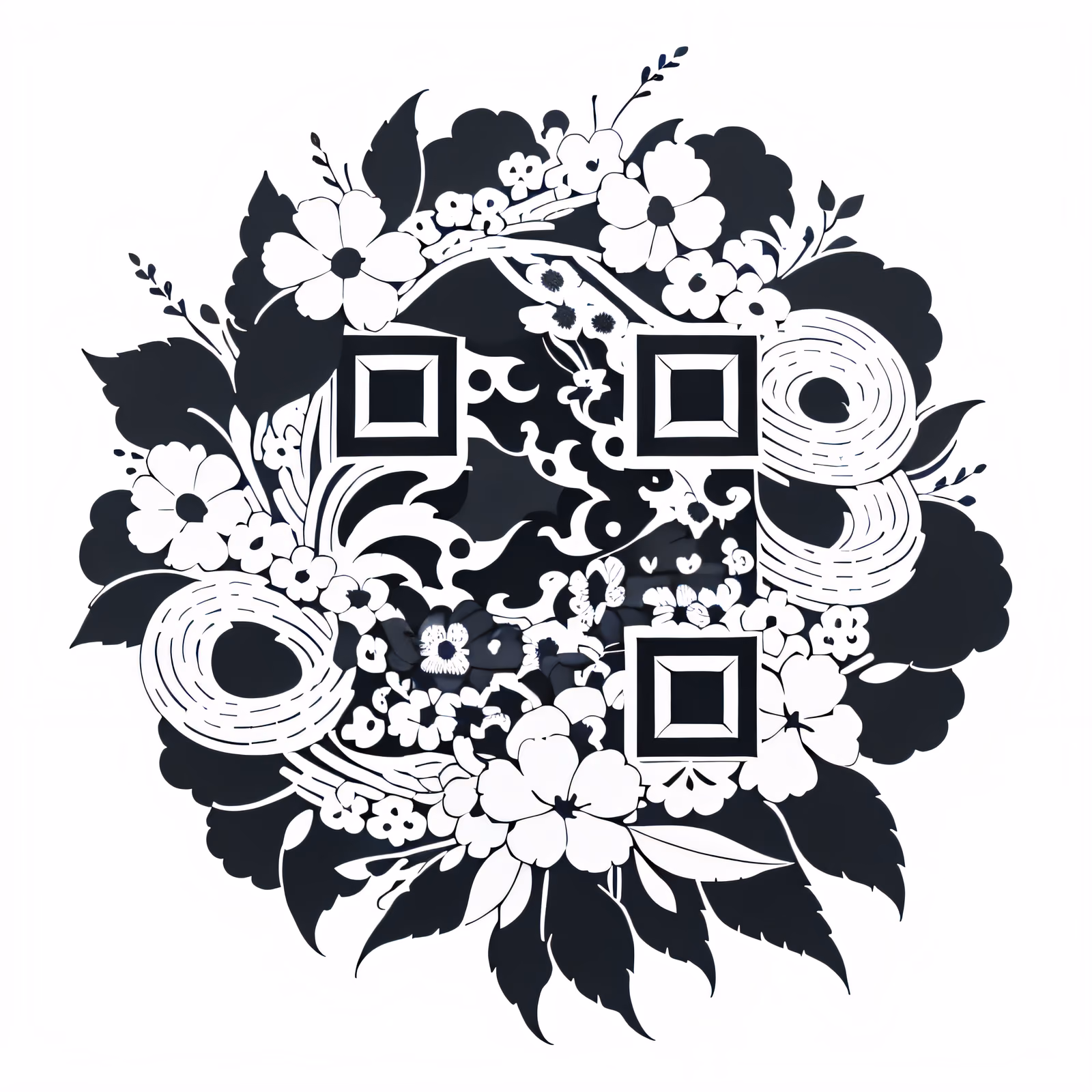 Wildflower Wreath Tattoo Ink QR Code for Temporary Tattoos — image 1