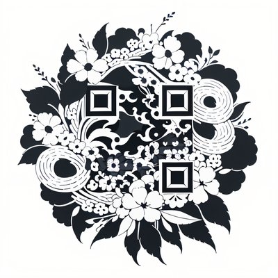 Wildflower Wreath Tattoo Ink QR Code for Temporary Tattoos
