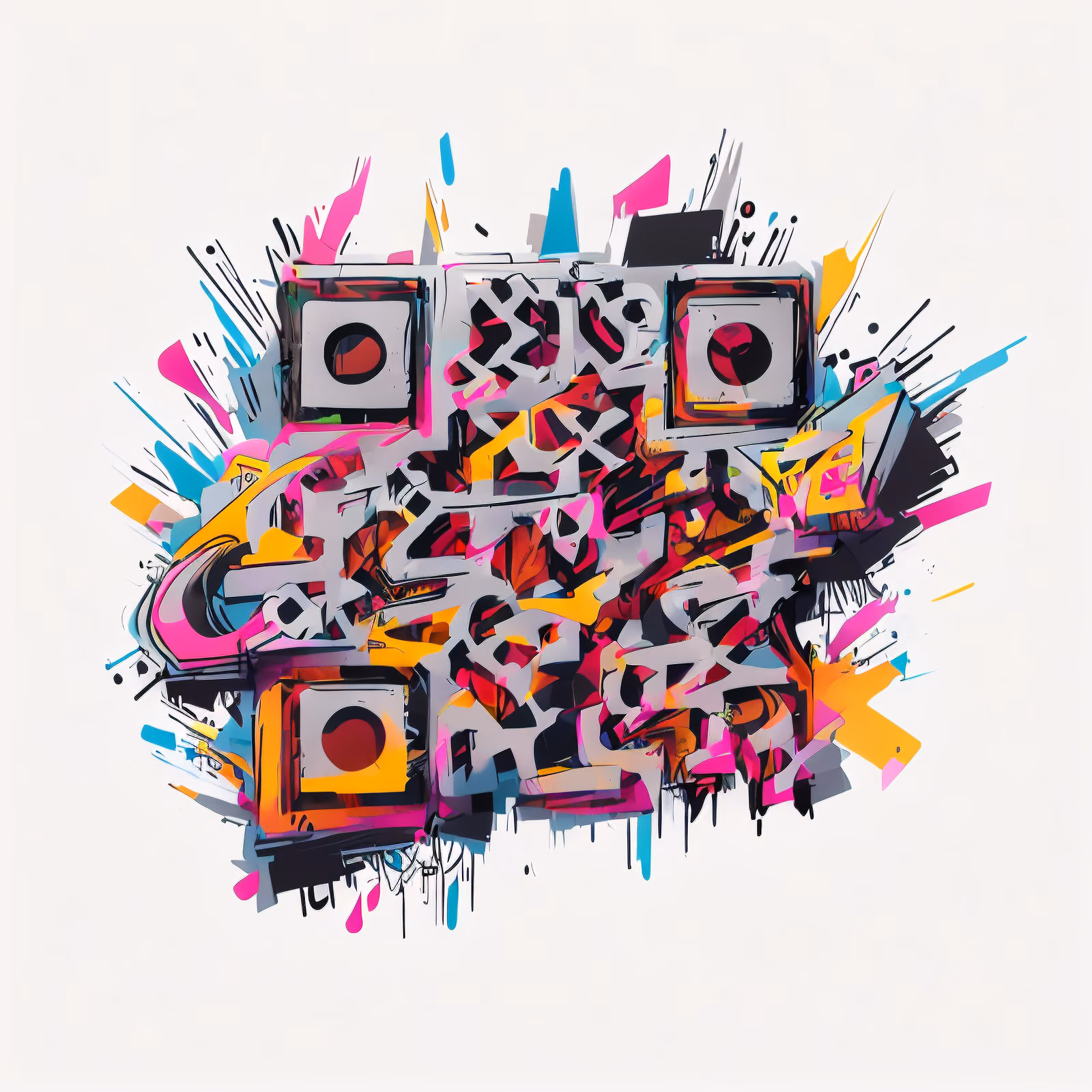 Graffiti Lettering Splatter Abstract QR Code for Stickers — image 1