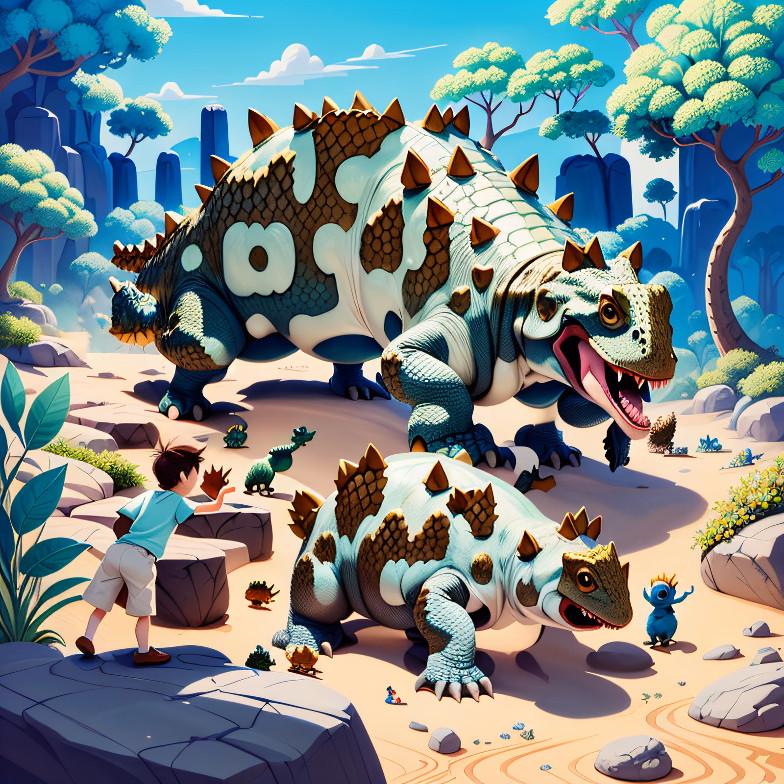 Ankylosaurus Cartoon Children's Illustration QR Code for Posters — image 1