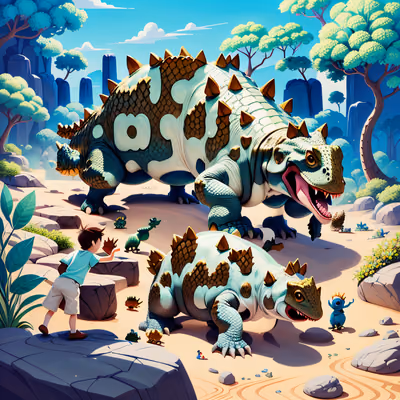 Ankylosaurus Cartoon Children's Illustration QR Code for Posters — image 1