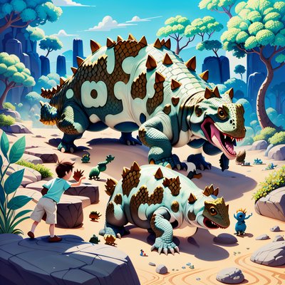 Ankylosaurus Cartoon Children's Illustration QR Code for Posters