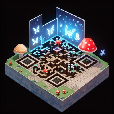 Isometric Mushroom Kingdom Diorama QR Code Art