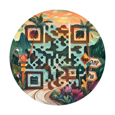 Tropical Scenic Route Vector QR Code for Stickers